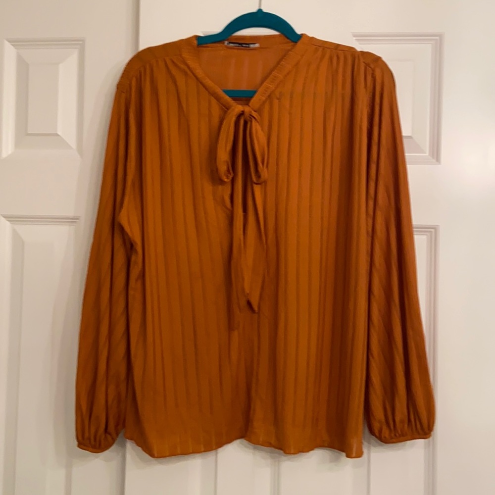 Zara mustard yellow peasant blouse